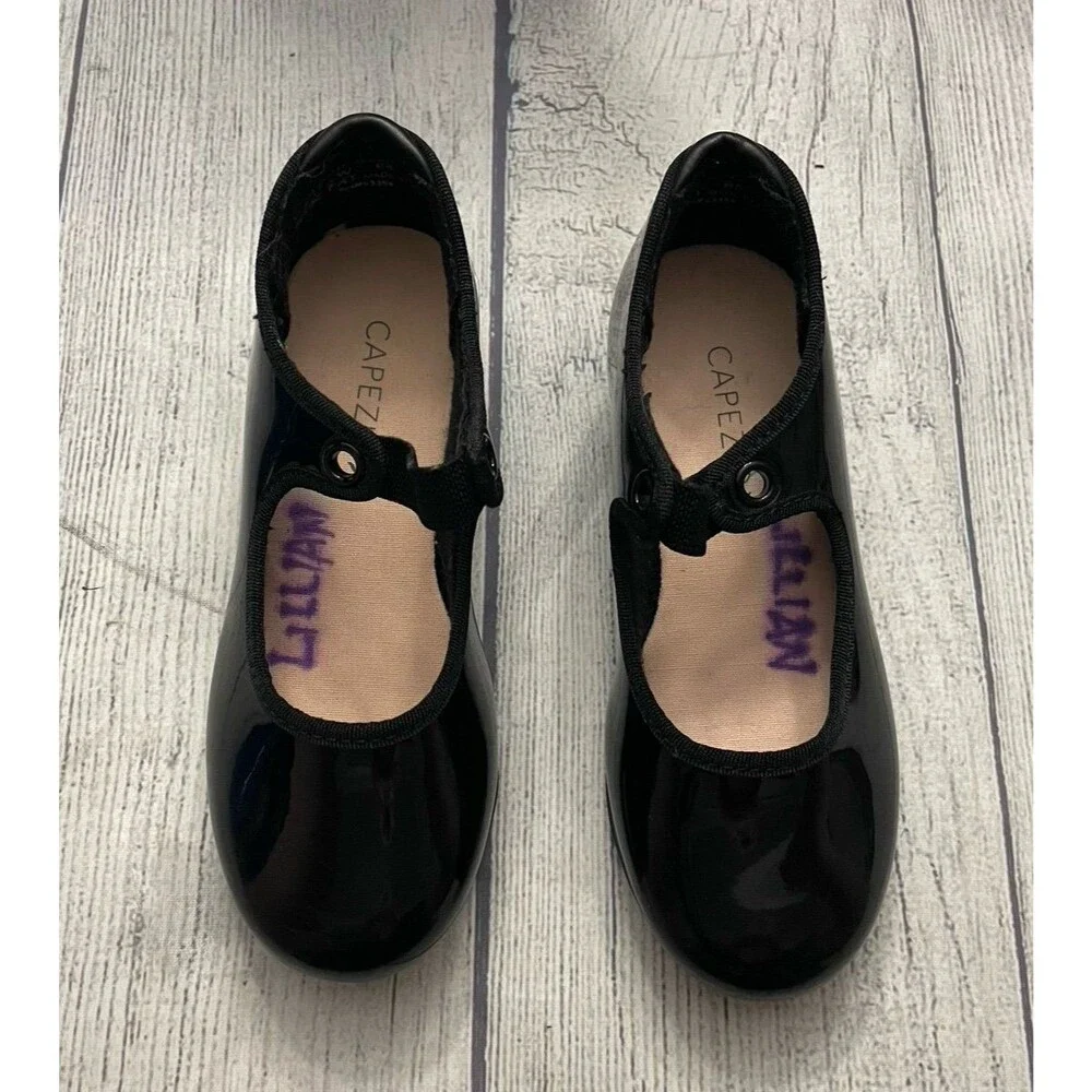 Black Capezio Little Girl Toddler Tap Dance Dancing Shoes, Size 9.5 Wide